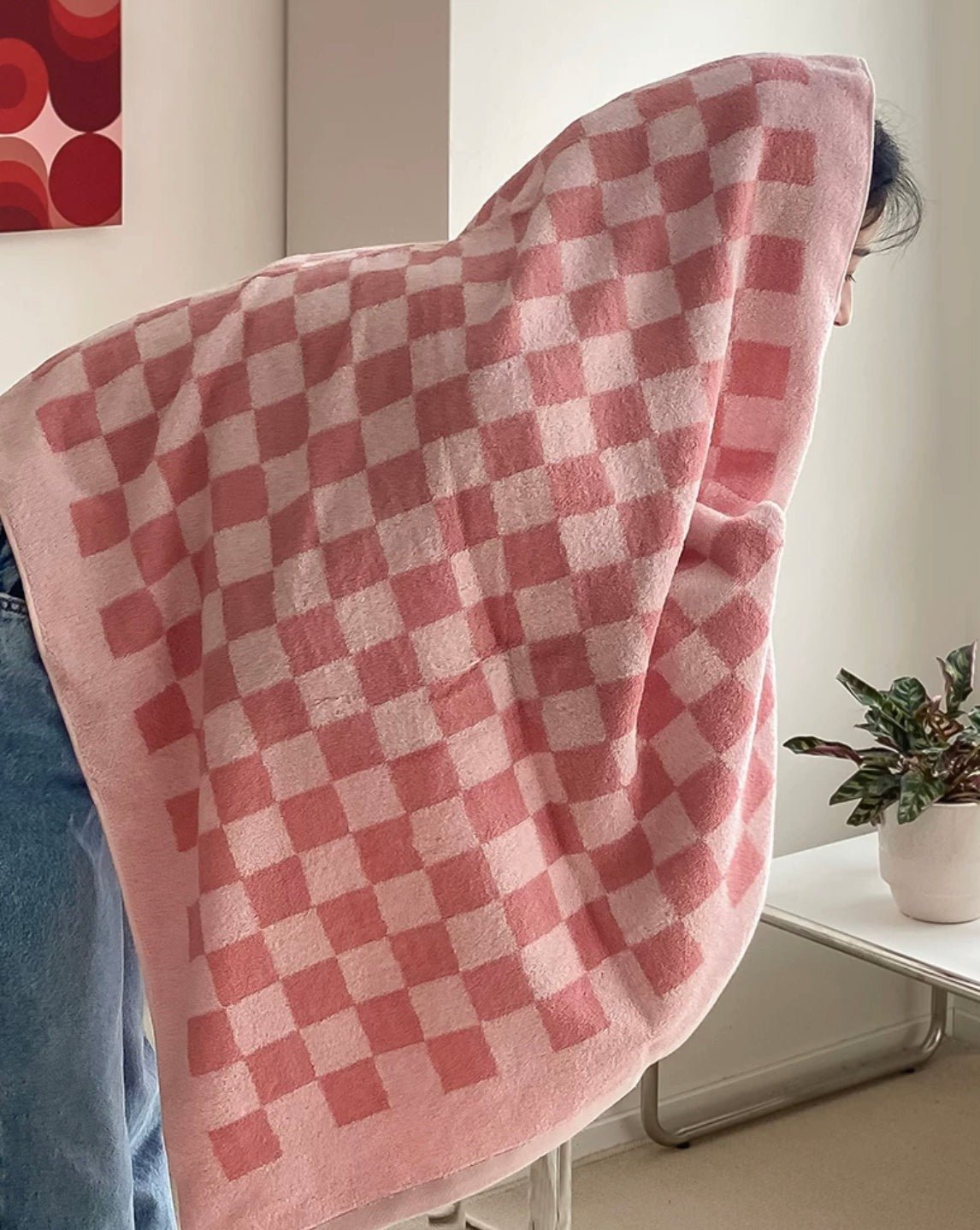Premium Checkered Bath Towel - Long-Staple Cotton for Ultimate Softness and Absorbency